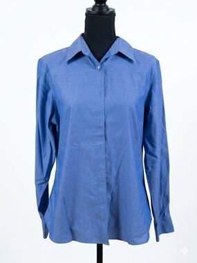 Foxcroft Long-Sleeve Button Down Shirt in Blue